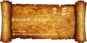 Kecskés Edit névjegykártya
